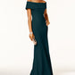 Betsy & Adam Women's Ruffled Back Off The Shoulder Gown Regular Green Size 6 Petite