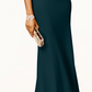 Betsy & Adam Women's Ruffled Back Off The Shoulder Gown Regular Green Size 6 Petite