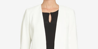 CeCe Women's Tie Sleeve Open Front Blazer White Size 10