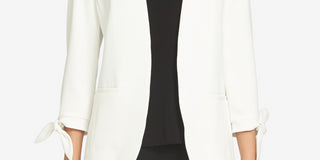 CeCe Women's Tie Sleeve Open Front Blazer White Size 10