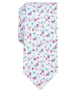 Bar III Men's Vine Floral Cotton Floral Neck Tie White Size No Size