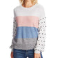 CeCe Women's Marled Stripe & Bobble Stitch Sweater White Size Small