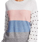 CeCe Women's Marled Stripe & Bobble Stitch Sweater White Size Small