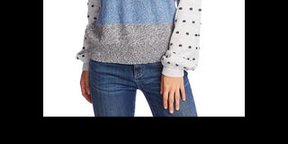 CeCe Women's Marled Stripe & Bobble Stitch Sweater White Size Small