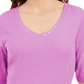 Karen Scott Women's Button-Detail V-Neck Top Purple Size Medium