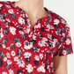 Karen Scott Women's Liberty Daisy Printed Henley Top Red Size PL