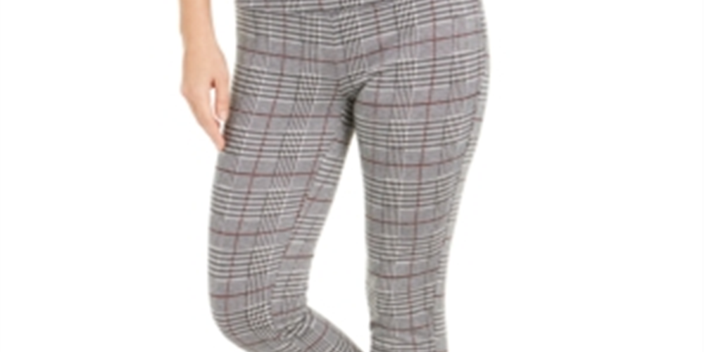 INC International Concepts Women's Glen Plaid Leggings Grey Size XX-Large