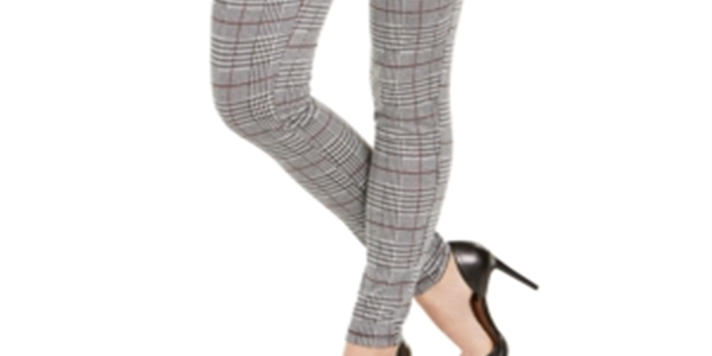 INC International Concepts Women's Glen Plaid Leggings Grey Size XX-Large