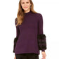 Alfani Women's Faux Fur Trim Sweater Purple Size PXL