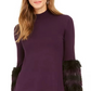 Alfani Women's Faux Fur Trim Sweater Purple Size PXL