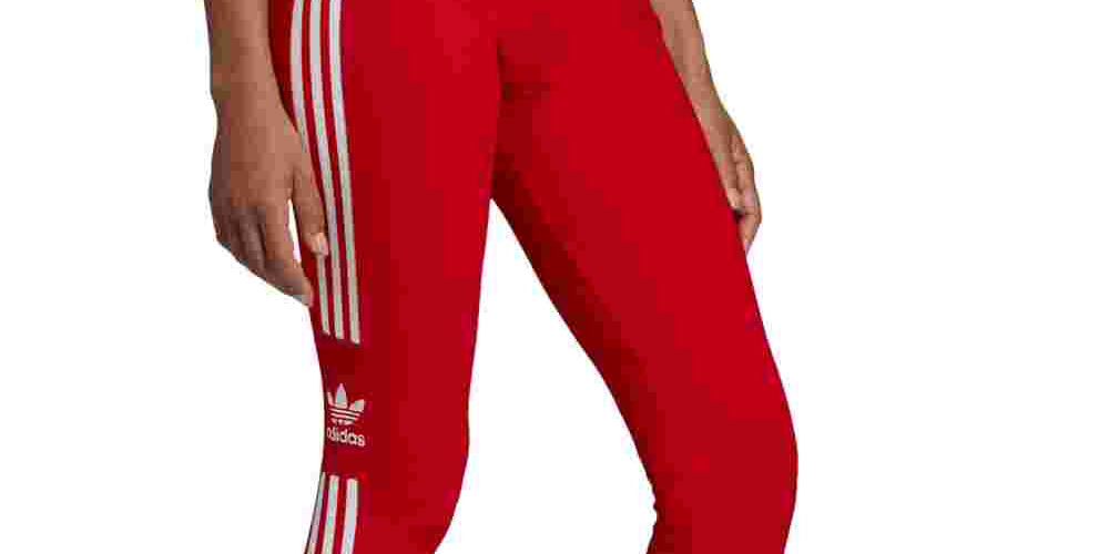Adidas Women's 3 Stripes Logo Leggings Red Size X-Large