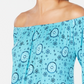 Style & Co Women's Petite Printed Off-The-Shoulder Top Blue Size