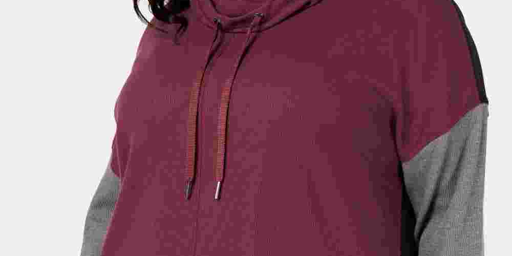 Calvin Klein Women's Performance Plus Cowlneck Colorblocked Top Wine/Black/grey Size 1X