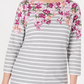Karen Scott Women's Petite Floral Striped Boat-Neck Top Gray/White Size Medium