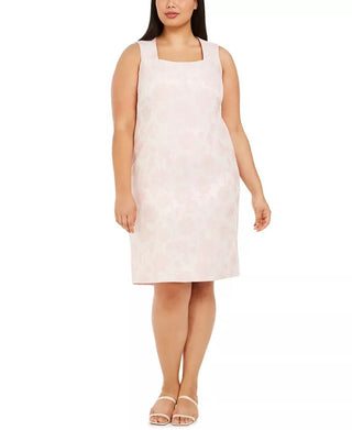 Kasper Women's Plus Floral Metallic Jacquard Dress Pink Size 18W