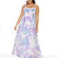 Trixxi Women's Trendy Plus Printed Chiffon Unicorn Gown Pink/Blue Moon Size 14W