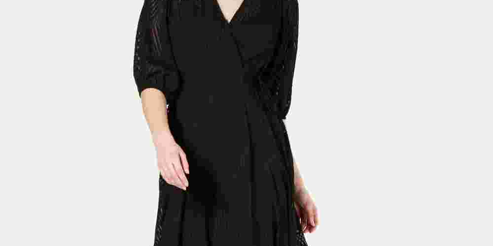Calvin Klein Women's V-Neck Daytime Wrap Dress Black 8 Black Size 8