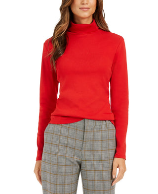 Charter Club Women's Pima Turtleneck Top Red Size XX-Large