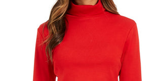 Charter Club Women's Pima Turtleneck Top Red Size XX-Large