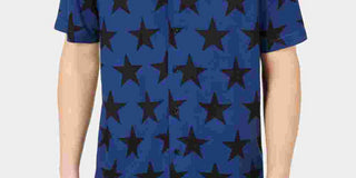 American Rag Men's Star Print Camp Collar Shirt Blue Size XX-Large