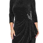 Alex Evenings Women's Shimmering 3/4 Sleeve Scoop Neck Above The Knee Sheath Cocktail Dress Size Square 18