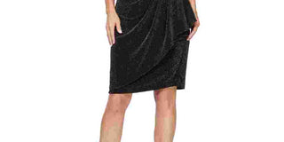 Alex Evenings Women's Shimmering 3/4 Sleeve Scoop Neck Above The Knee Sheath Cocktail Dress Size Square 18