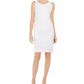Kasper Women's Petites Jacquard Textured Cocktail Dress White Size 10 Petite