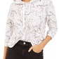 Bar III Women's Marble-Print Pullover Hoodie White Size Small