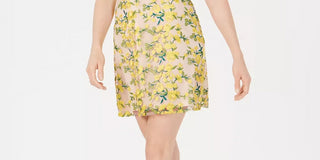 Adrianna Papell Women's Embroidered Overlay Mini Dress Yellow Size 10