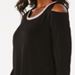 JM Collection Women's Embellished Cold Shoulder Top Black Size PS