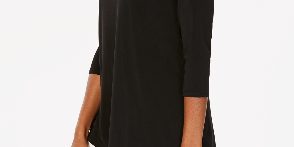 JM Collection Women's Embellished Cold Shoulder Top Black Size PS