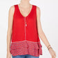 Style & Co Women's Ruffled-Hem Sleeveless Top Red Size Small