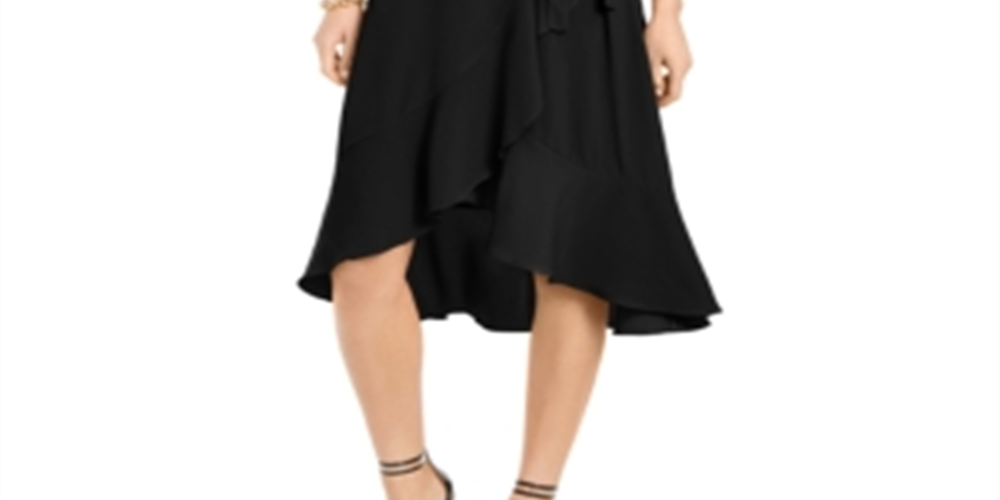 Thalia Sodi Women's Ruffled Wrap Dress Black Size Large
