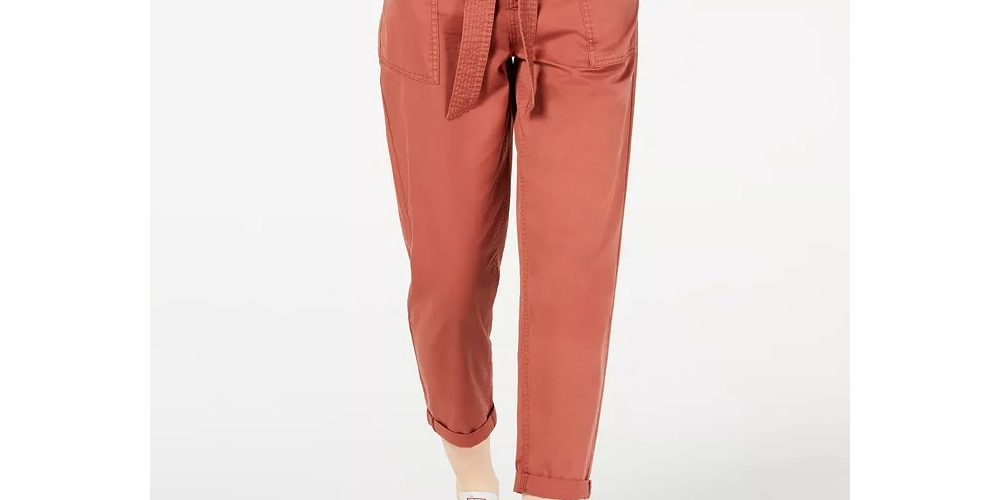 Vanilla Star Women's Belted Cuffed Pants Brown Size 3