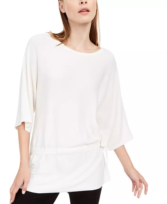 Alfani Women's Tie Waist 3/4 Sleeve Pullover Sweater Beige Size Large