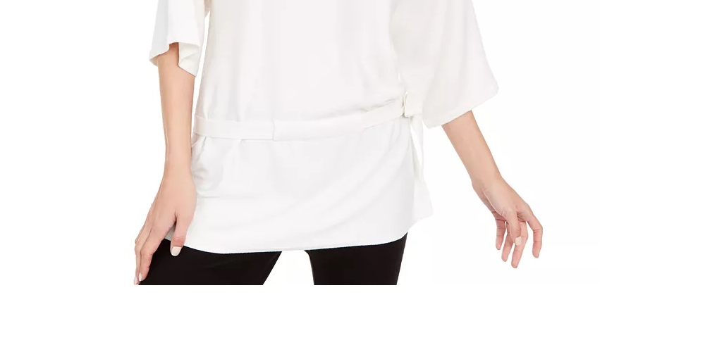 Alfani Women's Tie Waist 3/4 Sleeve Pullover Sweater Beige Size Large