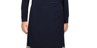 Ralph Lauren Women's Tulle Panel Jersey Gown Blue Size 12