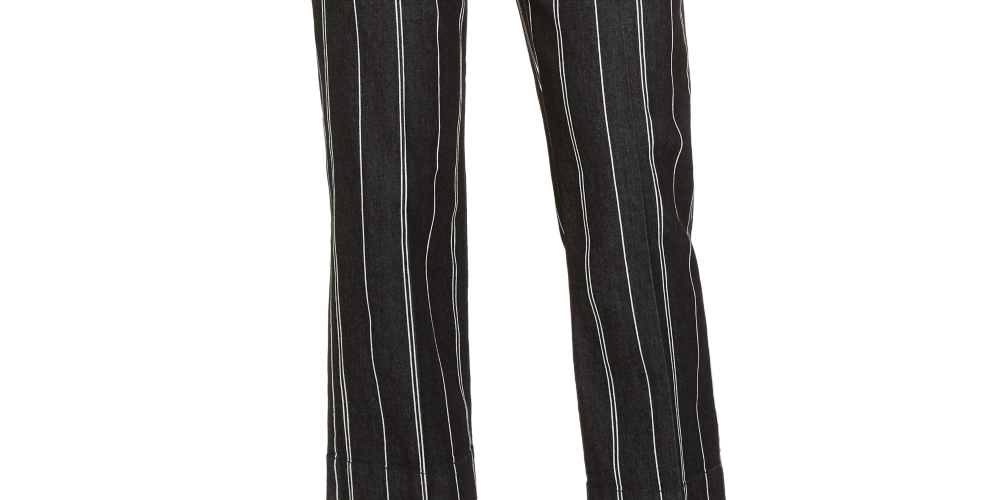 Charter Club Women's Striped Cropped Tummy Control Pants Black Size 16