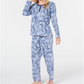 Charter Club Super Soft Textured Fleece Pajamas Blue Size XS