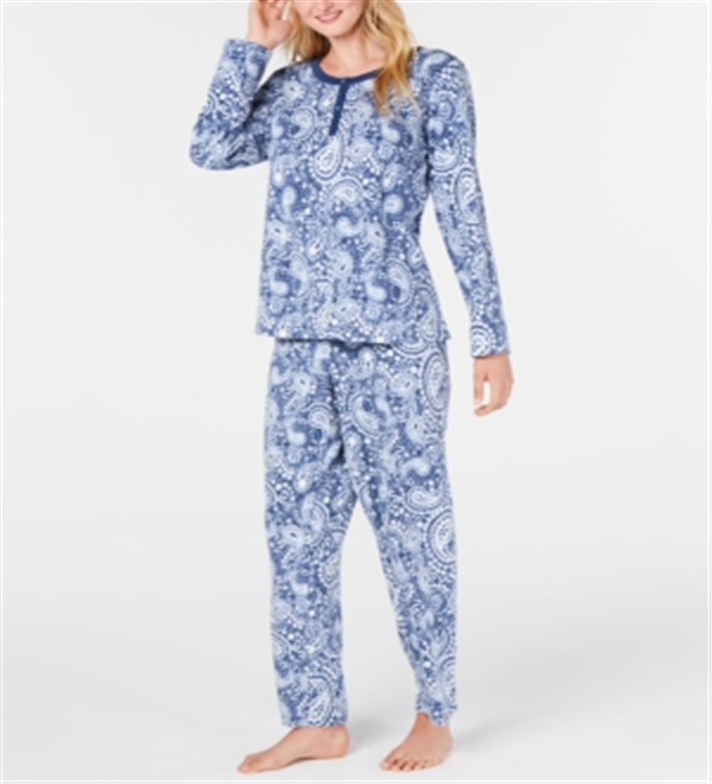 Charter Club Super Soft Textured Fleece Pajamas Blue Size XS