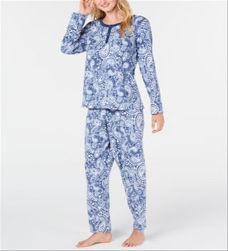 Charter Club Super Soft Textured Fleece Pajamas Blue Size XS