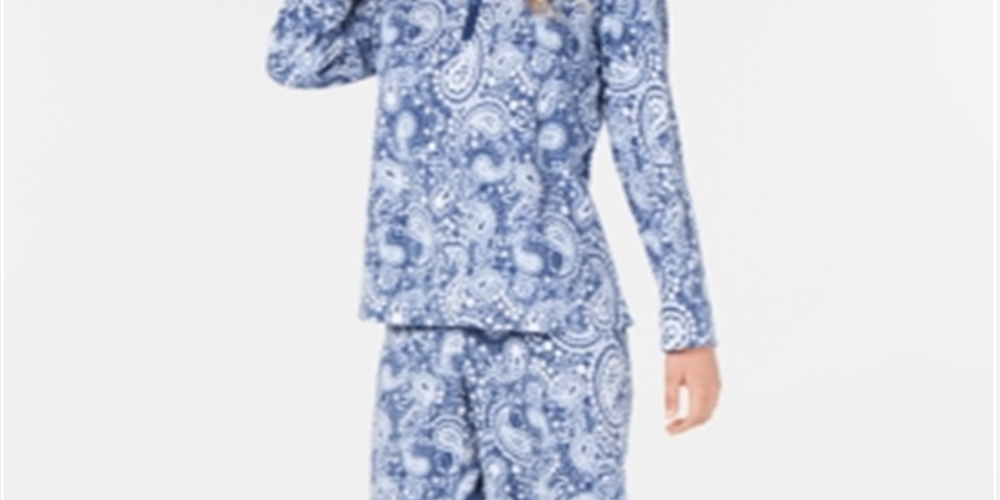 Charter Club Super Soft Textured Fleece Pajamas Blue Size XS