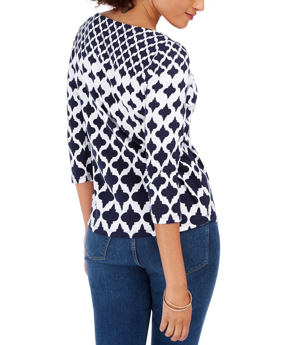 Charter Club Cotton Printed Top White Size XL