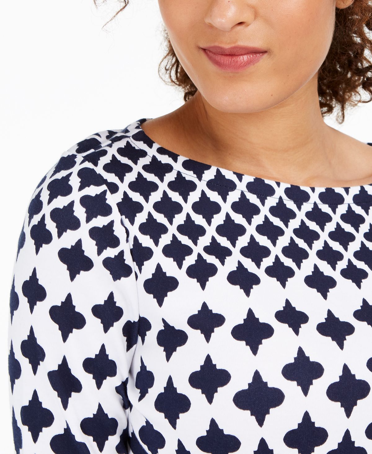 Charter Club Cotton Printed Top White Size XL