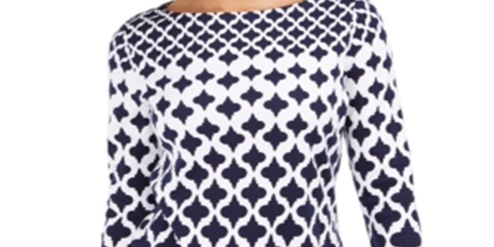 Charter Club Cotton Printed Top White Size XL