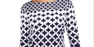 Charter Club Cotton Printed Top White Size XL