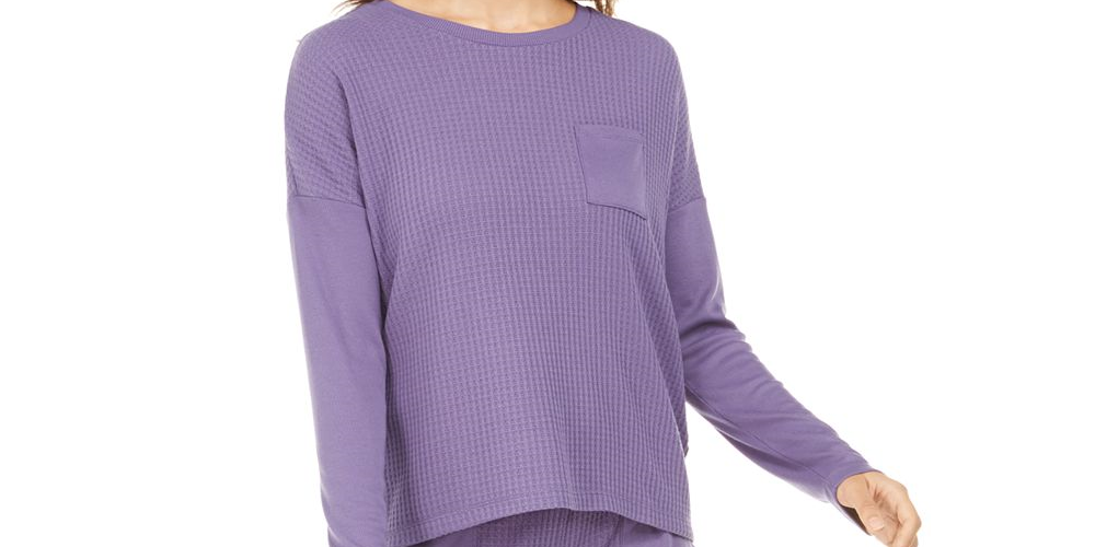 Alfani Women's Thermal Pajama Top Purple Size XL