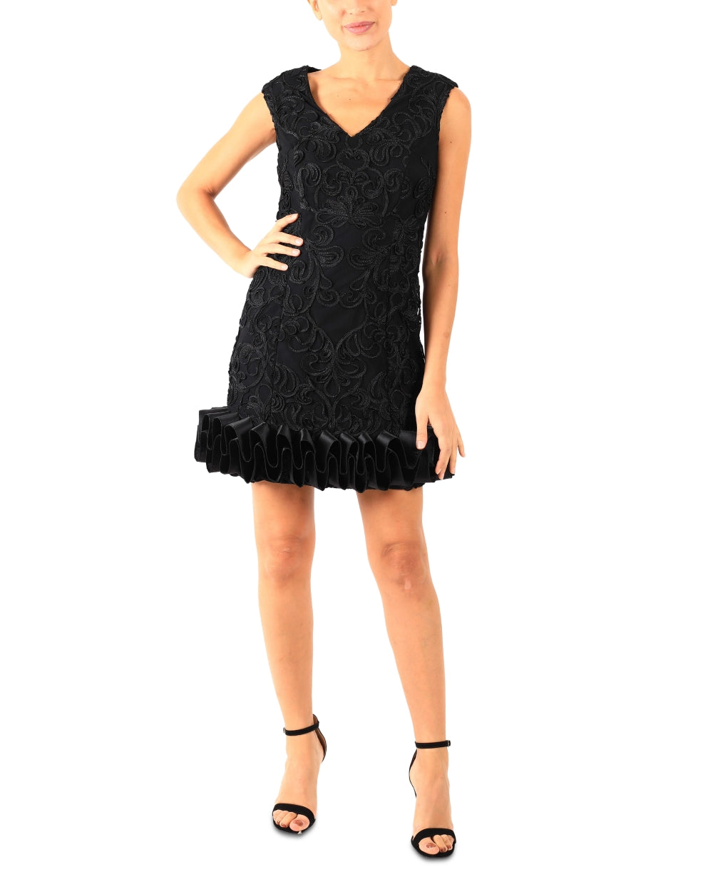 Donna Ricco Women's V-Neck Cupcake Dress Black Size 10