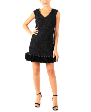 Donna Ricco Women's V-Neck Cupcake Dress Black Size 10