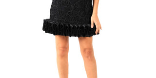 Donna Ricco Women's V-Neck Cupcake Dress Black Size 10
